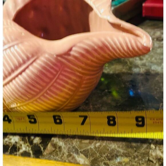 Vintage Seashell Conch Shell Planter Ceramic Mauve Pink Glaze Make in Japan - Picture 7 of 7
